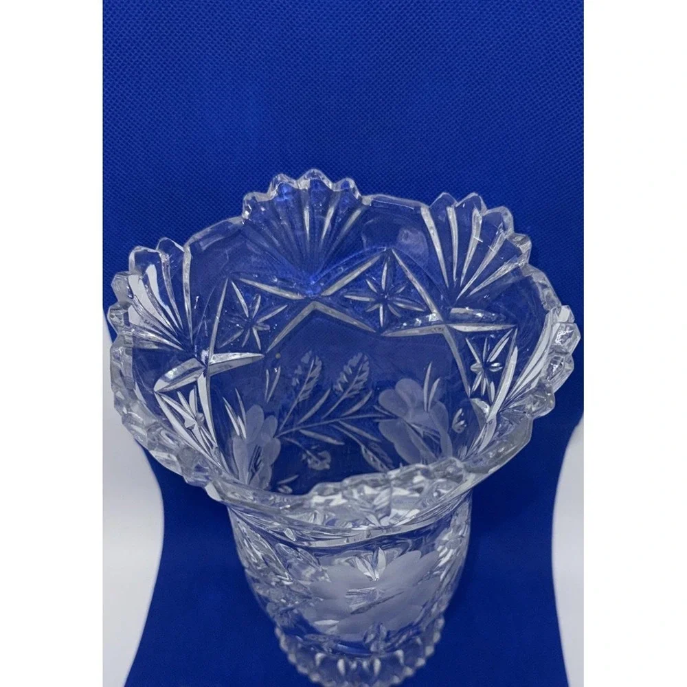 Vintage Imperial Lead Crystal Scalloped Top Vase Made in Poland